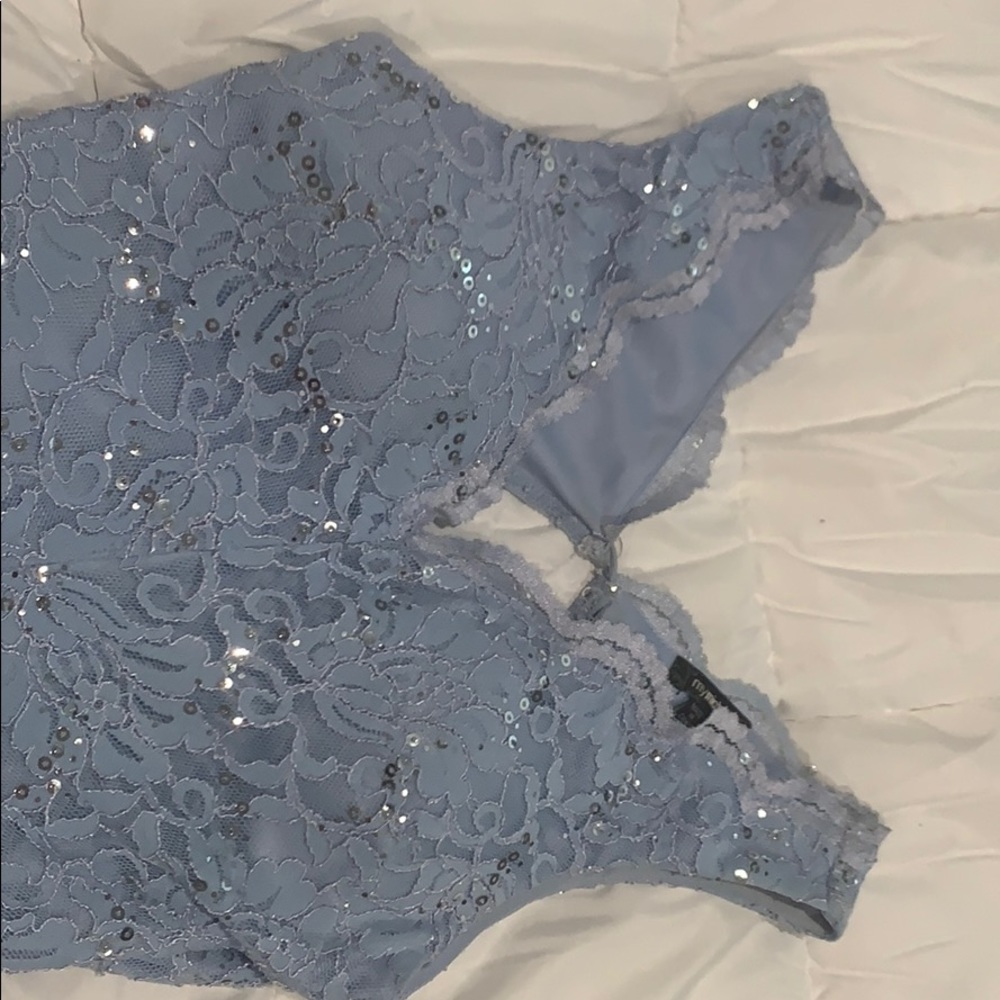 Blue, sparkling Lace Formal Dress